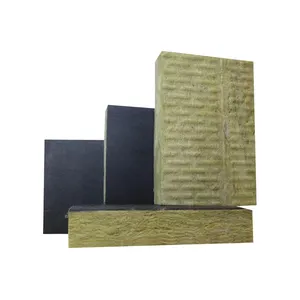 Panneau de fibres minérales de tissu noir d'isolation thermique pour le four industriel et le panneau externe de laine de roche d'isolation de mur de bâtiment