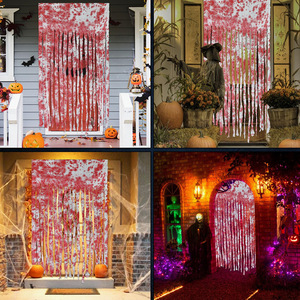 Cortina de puerta con decoración de huellas de sangre de Halloween, colgante para puerta de habitación secreta de casa embrujada, ambiente aterrador - Product Image 6