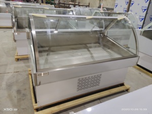 Refrigerador de exhibición de esterilla de buena calidad <span class=keywords><strong>y</strong></span> precio <span class=keywords><strong>barato</strong></span>, pantalla curva de vidrio para carne, enfriador, escaparate de sushi - Product Image 2