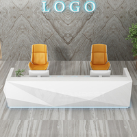 Pierre acrylique blanche spa salon de beauté réception bureau hôtel réception comptoir avec lumière led pour taille personnalisée