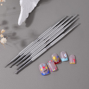 Outil de pointage des ongles en acier inoxydable avec brosse en nylon Mandala peinture strass sélecteur Nail Art stylo points applicateur pointeur - Product Image 4