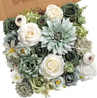 Set Kombinasi Bunga Buatan Kotak Daun Bunga Dengan Batang untuk DIY Karangan Bunga Pernikahan, Dekorasi Pesta Baby Shower, Dekorasi Rumah