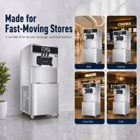 Machine à glace molle professionnelle 3 saveurs avec compresseurs doubles, pré-refroidissement et maintien au frais, double pompe à air