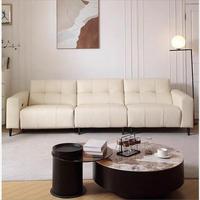 Echtes Leder Elektrisches Relaxsofa 3-Sitzer Eckgarnitur Minimalistisches Design mit Fernbedienung und Metallrahmen