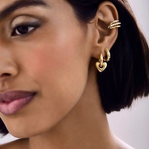 Pendientes Huggie con Forma de Corazón, Estrella, Luna, Flor y Geométricos, de Acero Inoxidable con Baño de Oro de 18k, Joyería para Mujer para Fiestas - Product Image 3