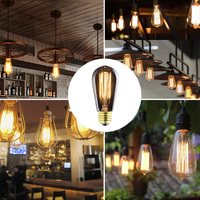 Lampe décorative vintage avec ampoules E26 ST64/ST21, alimentation CA et source de lumière à filament