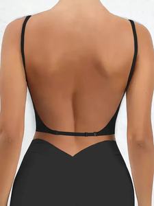 Soutien-gorge de sport sans fil pour femme Bretelles convertibles plates Sans couture Bords invisibles Design ultra-bas au dos Ajustement réglable - Product Image 2