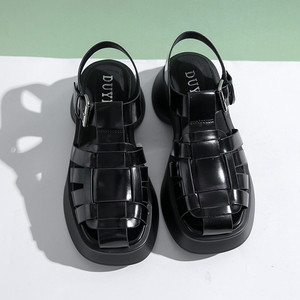 Nouvelles sandales et mules noires d'été de haute qualité pour femmes, sandales à lanières pour collégiennes et lycéennes, pas chères - Product Image 4