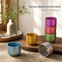 Tasse en titane à double paroi avec finition cristal colorée pour thé, café, bureau et extérieur – Personnalisation de logo en gros pour les entreprises
