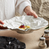 Assiette de service créative en porcelaine blanche, style nordique minimaliste, compatible micro-ondes, cadeau d'affaires, pour steak, dessert, fruits de mer, usage en restaurant