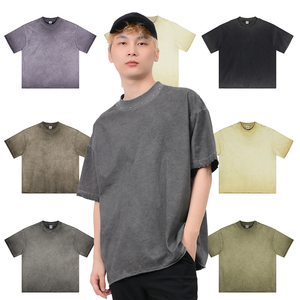 Camiseta de punto estampada de algodón 100% de alta calidad, estilo boxy, streetwear, con efecto desgastado vintage y lavado, para venta al por mayor. - Product Image 1