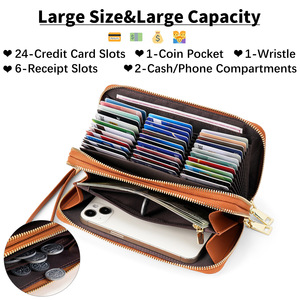 Japanese-Style RFID-Blocking <b>Long</b> <b>Wallet</b> – Multi-Slot PU Leather Zipper Clutch for Cards & Documents - Product Image 3