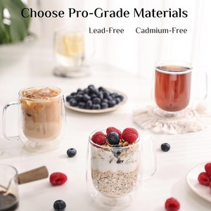 250ml venta al por mayor personalizado Ambiental Alto borosilicato café de doble pared de vidrio agua taza de café taza de <span class=keywords><strong>desayuno</strong></span> con asa - Product Image 5