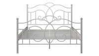 Lit plateforme vintage européen pleine taille en métal avec cadre à motifs, robuste, à lamelles tubulaires métalliques, facile à assembler, pour hôtel et appartement