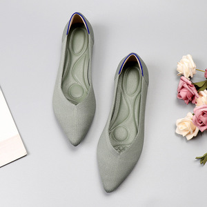 2024 Stock <span class=keywords><strong>zapatos</strong></span> planos Ballrina para <span class=keywords><strong>mujer</strong></span>, parte superior de tela básica de moda barata con plantilla de malla ligera con estampado de lazo elástico Popular, Verano - Product Image 2