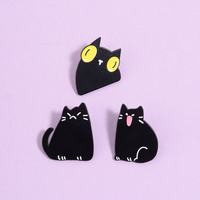 Broches en gros créatives et uniques en forme de chat, épingles en métal mignonnes et originales de style dessin animé, motifs de chats tigrés orange pour vêtements