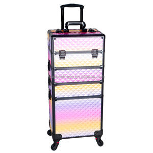 Valise à roulettes pour maquillage, grande valise de maquillage, valise de <span class=keywords><strong>voyage</strong></span> pour maquillage, valise de rangement pour artiste en ongles, chariot de <span class=keywords><strong>voyage</strong></span>, coffre noir - Product Image 5