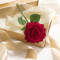 Rose rouge en velours de soie en gros, tige unique, 50 cm, tête de 8 cm, rouge classique, faite à la main, pour la Saint-Valentin, mariage, décoration intérieure