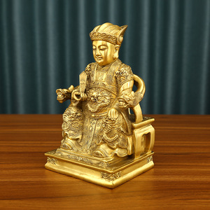 Figura de Dios de la Fortuna en Latón, Estatua Sentada de 12 Pulgadas, Dios de la Riqueza, Adorno Tradicional para el Hogar, Oficina o Escritorio - Product Image 3