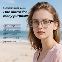 Lunettes Audio Intelligentes GL01 – 3 Montures Optionnelles, Haut-parleurs Ouverts, Double Haut-parleur, Chargement Magnétique V5.4, Réduction du Bruit