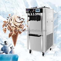 Mvckyi Machine à Glace Soft Commerciale 3 Parfums, Machine à Yaourt Glacé, Équipement de Rue pour Glace et Helado