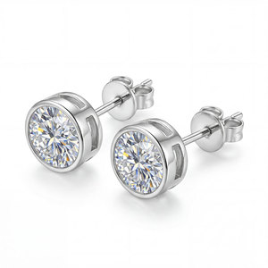 Boucles d'oreilles en or massif 10K/14K/18K avec diamants de laboratoire VVS - Certifiées IGI <span class=keywords><strong>1</strong></span> <span class=keywords><strong>Carat</strong></span>, Clous simples en forme de bulle, Bijoux fins de mariage pour femme - Product Image 2