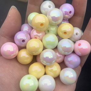 ลูกปัดพลาสติกเรซิ่นทรงกลมขนาด 10 มม. เคลือบ UV สีรุ้ง สำหรับทำเครื่องประดับ DIY - Product Image 2