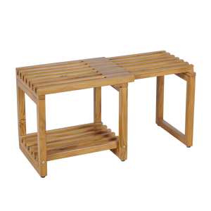 [BeNK] Extendable Acacia/Teak Wood Shower <b>Chair</b> with Waterproof Coating and Non-slip <b>Chair</b> Legs, Adjustable Length - Product Image 3