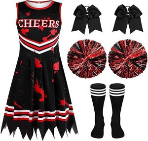 <span class=keywords><strong>Costume</strong></span> de pom-pom girl <span class=keywords><strong>zombie</strong></span> pour enfants, en spandex, tenue sanglante pour Halloween - Product Image 6