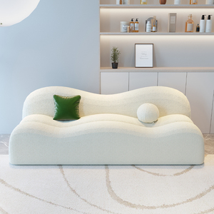 Divano di Design Irregolare Stile Crema, Lounge Curvo per Piccoli Soggiorni, Saloni di Bellezza, Negozi di Abbigliamento, Reception, Arredamento Commerciale - Product Image 5