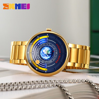 Montre à quartz en acier inoxydable SKMEI 2361 Blue Planet, nouvelle montre-bracelet pour homme, décontractée et professionnelle, étanche, avec des aiguilles planétaires