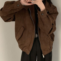 Veste en daim vintage style américain pour femme, collection Printemps/Automne 2026, best-seller sophistiqué, veste courte tendance, coupe petite