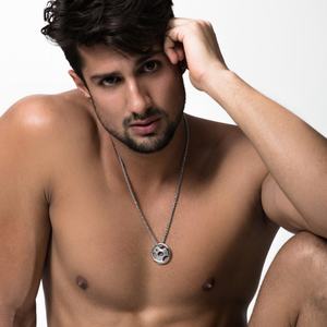 Collar con colgante de mancuerna para hombre y mujer, diseño de barra larga con cadena de lana, sin color, para exhibir músculos - Product Image 3