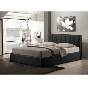 Upholstered Metal and Wood <strong>Bed</strong> <strong>Frame</strong> with Gas Lift Black <strong>Faux</strong> <strong>Leather</strong> Queen Storage <strong>Bed</strong> - Product Image 2