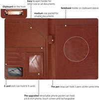 Porte-cartes de poche en faux cuir PU végétalien d'affaires stockage de documents Folio pliable portefeuille presse-papiers dossier avec bloc-notes