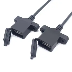USB hembra con orificio de tornillo adaptador de montaje en panel cable externo a cable terminal XH 2,54 con cubierta antipolvo