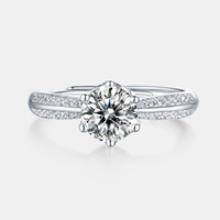 Vente en gros de bijoux en argent sterling massif 925 VVS Moissanite, diamant de laboratoire, pour femmes, cadeaux, bague de fiançailles GRA de mariage en plaqué rhodium