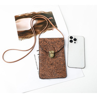 Sac bandoulière pour femme en cuir PU gaufré floral vintage, style western, petite pochette à bandoulière, vente en gros