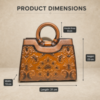 Sac à main en cuir de vachette pleine fleur vintage à motifs floraux, sac fourre-tout fait main avec anse circulaire pour femme