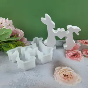 S0102 Small and Big Rabbits Compared to Heart Table Decoration Silicone Mold Household Products Cleaning Fashion Home Decor