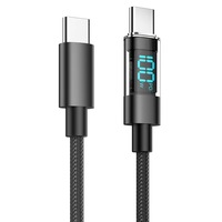 Kabel USB C 100W Tipe C Kabel Pengisian Cepat PD dengan Layar LCD Digital Kabel Pengisian Data USB C ke C