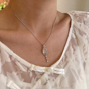 Colgante de Plata de Ley S925, Elegante, Estilo Chino Nuevo, Lujo Ligero, Brillante, Color Rojo Rosa, con Diamantes en Fila, Colgantes Finos, Dijes - Product Image 2