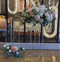 80 см высокий прозрачный квадратный акриловый Цветочный Стенд Свадебный центральный столик украшение