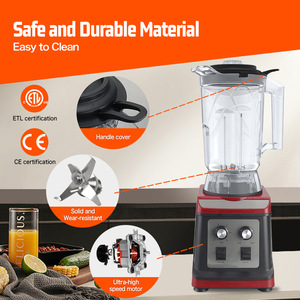 <b>Blender</b> 4 Liter Large Capacity Dual Use Commercial Smoothie Pulverizer <b>Milkshake</b> Maker Silver Red - Product Image 4