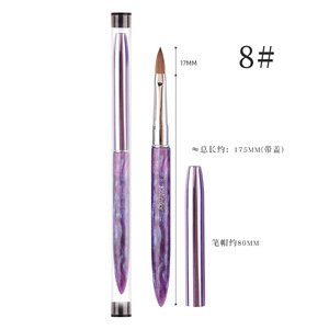 Pinceau à ongles professionnel de haute qualité, manche en bois violet, poils acryliques plissés 100% pur Kolinsky, plat, facile à appliquer, pour poudre de manucure - Product Image 6