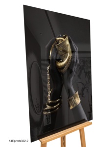 EagerArt Quadro in 3 Pannelli con Donne Africane Sensuali e Mani Dorate, Stampe UV su Acrilico, Arte Africana, Decorazione Murale per Casa, Dipinto in Resina - Product Image 2