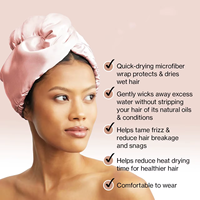 Toalla de microfibra satinada para el cabello para mujer, súper absorbente, de secado rápido, anti-frizz, turbante para todo tipo de cabello, venta al por mayor, logotipo personalizado