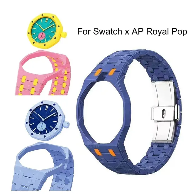 Luxury Full Ceramic Biomaterials Watch Case Strap Pocket Style Wrist Changer Mod Kit for Swatch & AP Royal POP Watch Band
