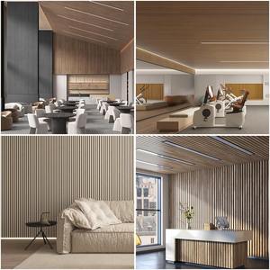 Paneles acústicos de pared de listón ranurado natural, diseño moderno para dormitorio, Hotel, sala de <span class=keywords><strong>cine</strong></span>, función impermeable para uso doméstico - Product Image 6