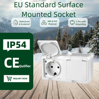 Prise murale étanche de type allemand conforme aux normes européennes IP54 avec interrupteur, 10A/16A 250V, matériaux PVC ABS, bouton poussoir de sécurité, extérieur